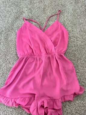 REVOLVE Hot Pink Ruffle Romper